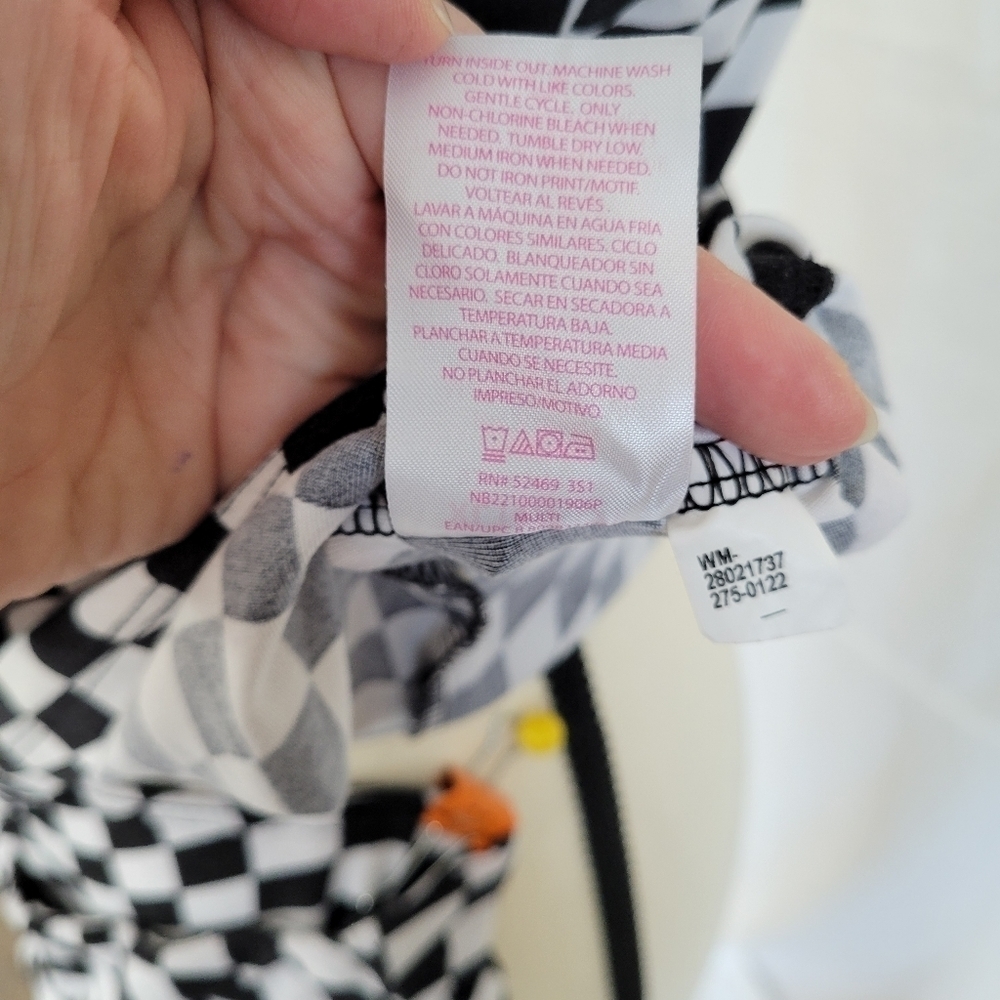 No Boundaries 2pc black & white checker psychedelic pattern butter soft flare XL - Picture 4 of 10